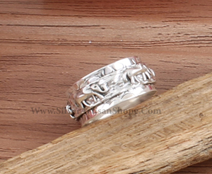 Bague tournante anti-stress en argent sterling 925 motif éléphant, alliance pour femmes et hommes, bijoux animaliers bohèmes, vente en gros - Product Image 2