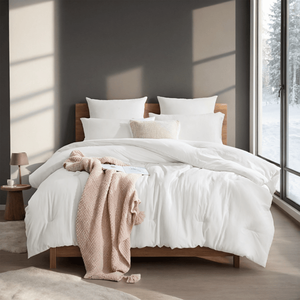 Set Copripiumino Oversize Queen Size Bianco Neve per Camere da Letto e Hotel - Imbottitura Nordi - Product Image 1