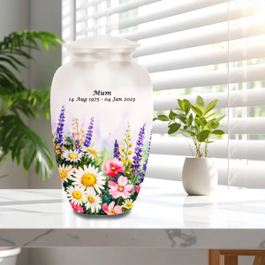 Urna Funeraria de Aluminio Personalizada, Urna Conmemorativa con Diseño Floral, Recipiente para Cremación, Uso Adulto - Product Image 3