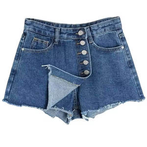 Shorts en jean pour femmes, fabriqués au Pakistan, de haute qualité, style vintage, fermeture à cordon, 2 poches, sexy, style boyfriend, respirant, été - Product Image 4
