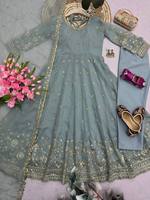 Vestido Anarkali de Diseñador, Nuevo y Moderno, en Oferta, para Mujer, Manga Larga, Hermoso, de Georgette, Estilo Indio-Pakistaní, Listo para Usar