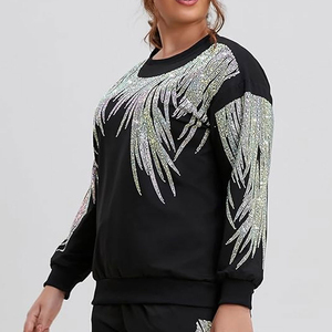 Women's Winter Casual Rhinestone Sweatshirt Luxury Fashion Neck <b>Hoodie</b> Front Custom Design Street Sweet Cool Drilling <b>Bear</b> 100% - Product Image 3