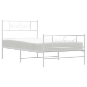 Cadre de lit rectangulaire simple moderne en acier blanc - Product Image 3
