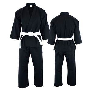 Uniforme de judo noir 100% coton respirant, coupe classique, unisexe, adulte, vêtements d'arts martiaux, une pièce avec ceinture blanche incluse - Product Image 5