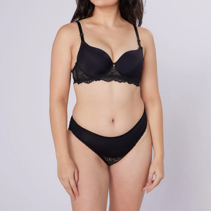 Custom Sexy Breathable Eco-Friendly Seamless Cotton Mesh Lingerie Set with Bow Button Design for Women - Product Image 1