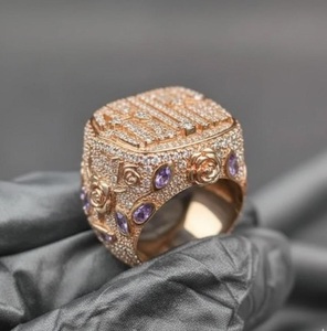 Bague Statement en Argent Sterling 925, Sertie de Moissanite Micro-Pavée, Style Hip-Hop, Bijou de Fiançailles pour Rappeur - Product Image 2