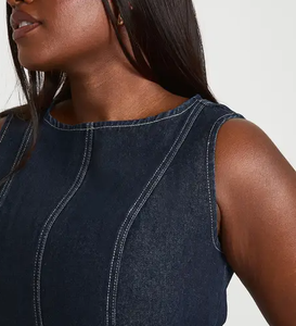Wholesale <b>Womens</b> <b>Vintage</b> Washed Denim Midi <b>Dress</b> OEM ODM Bulk Orders Apparel Manufacturer Custom Sizes Custom Labels Casual Wear - Product Image 6