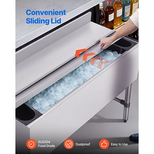 Contenitore per Ghiaccio Commerciale in Acciaio Inox, Capacità Massima 137,4 Qt, 48 X 19 X 33 Pollici, Coperchio Scorrevole, Portabottiglie per Bevande - Product Image 6