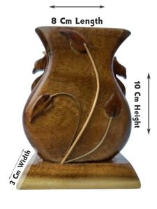 Hand Carved Wooden Pen Cutlery Holder Stylish <b>Desk</b> Organizer for Office <b>Study</b> Table | Multipurpose Stationery Stand - Product Image 5