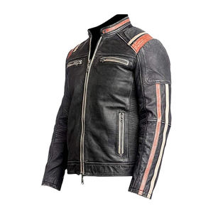 Nouvelle Arrivée Veste Homme en Cuir Véritable Style Motard Décontractée Automne Hiver Col Montant Logo Avant Style Urbain Grande Taille Vente Chaude - Product Image 3