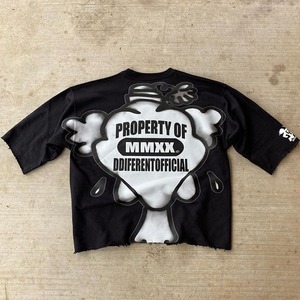 T-shirt blanc à manches courtes pour homme avec imprimé lettre V noire, col rond, décontracté, respirant, 100 % coton, coupe classique, logo sur le devant - Product Image 2
