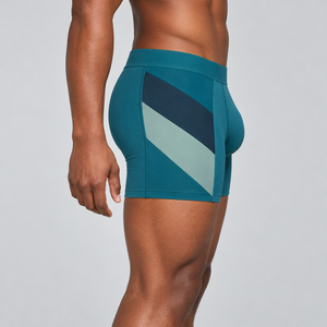 Calzoncillos bóxer sin costuras para hombre, color verde azulado, gris, con bloques de color, 1 paquete, ropa interior ecológica de alta calidad para hombre - Product Image 2