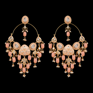 Latest Indian Flower Design Kundan Chandbali Earring Sets Drop Tassel Handmade Gold Plated Alloy Bridal Jewelry Womens - Product Image 2