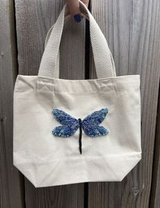 Casual <b>Canvas</b> <b>Tote</b> Bag Embroidered Cocktail Design Women Daily Use Shoulder Bag Aesthetic Vintage Zipper Closure - Product Image 3