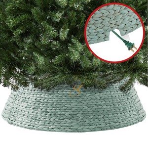 Collier de sapin de Noël rustique vert olive en jacinthe d'eau, 4 panneaux empilables, anneau de base tressé pour sapin de Noël, housse de support de Noël - Product Image 3