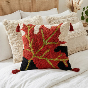 Abstract Tufted Cushion Coverwith Tassels Eco-friendly Modern Boho Textured Tufted Pillow Case Warm Minimalist Home Decor - Product Image 2