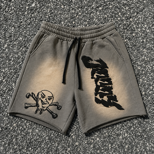 Shorts décontractés pour hommes personnalisés, noirs, style streetwear, 100% coton, écologiques, respirants, épais, avec cordon de serrage, ourlet brut, coupe ample - Product Image 2