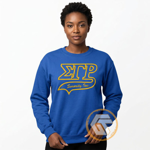 GREEK TREASURES Sigma Gamma Rho Sorority Inc <b>Blue</b> Crew Neck Cotton <b>Fleece</b> Sweatshirt <b>Women</b> Letter Print Long Sleeve - Product Image 4