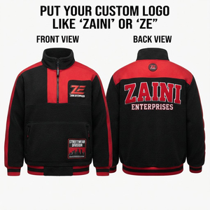 Zaini Enterprises ZI-578 Premium Quality 240 GSM Fleece <b>Puller</b> Jacket Breathable Waterproof Soft Warm Black Red Panel Unisex - Product Image 1