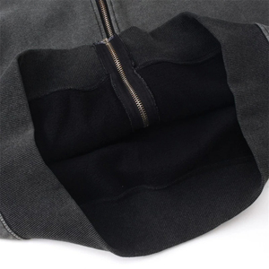 Sudadera con capucha de algodón 100% con lavado ácido, hombros caídos, estampado personalizado, media cremallera, estilo ninja, con pasamontañas, para hombre, venta al por mayor - Product Image 6