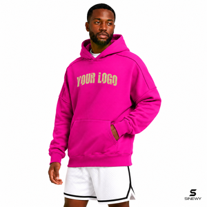 <b>Men's</b> Regular Fit <b>Pink</b> Hooded <b>Sweatshirt</b> Cartoon Print 100% Cotton Fleece Breathable Quick Dry Lined Design Front Kangaroo - Product Image 5