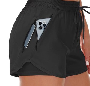 Shorts de yoga taille haute en toile vintage personnalisés pour femmes, séchage rapide, fitness, course à pied, grandes tailles - Product Image 3