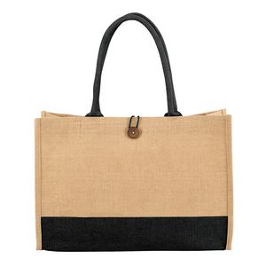 Wholesale Cheap Reusable Custom Logo Printed Grocery <b>Shopping</b> Tote Jute <b>Bag</b> with <b>Leather</b> Handle Large Hemp Burlap - Product Image 6