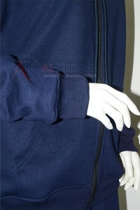 Sudadera con capucha azul marino para mujer, con cremallera completa, forro polar suave, manga larga, puños acanalados, ropa deportiva informal, prendas personalizadas al por mayor - Product Image 4