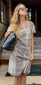 Kaftan en coton à imprimé géométrique style bohème chic, léger, idéal pour l'été - Product Image 3