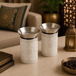 Trendy Printed Wood With Metal Bowl Arabic <b>Bakhoor</b> Burner <b>Oud</b> Holder Decorative Mabkhara Special For Ramadan Eid Gift Home Decor - Product Image 1