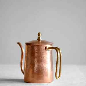 Hammered <b>Copper</b> Water Jug with Lid Brass Spout and Base Decorative <b>Knob</b> Cylindrical Body Traditional Handcrafted D - Product Image 5
