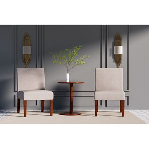 <b>Set</b> of 2 Fabric Accent Vanity Chairs Wood <b>Table</b> Decorative Slipper Chair for Bedroom Home Office for Corner <b>Side</b> for Living Room - Product Image 2