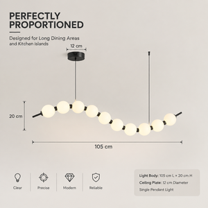 Suspension LED moderne dimmable 18W avec globes en acrylique, cadre métallique et télécommande pour salle à manger et îlot de cuisine - Product Image 2