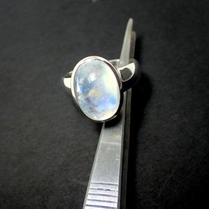 แหวนเงินแท้ลาย925อัญมณีมูนสโตนธรรมชาติสำหรับวันเกิดวันครบรอบแต่งงานปาร์ตี้ของขวัญสำหรับผู้หญิง - Product Image 1