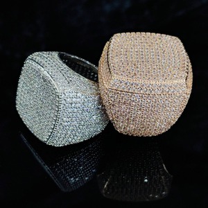 Anillo Cuadrado Grande Chapado en Rodio Estilo Hip Hop para Hombre, Joyería de Lujo con Brillantes para Bodas, Fiestas y Regalos - Product Image 3