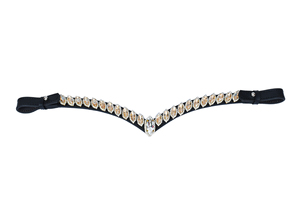 Luxury <b>Champagne</b> Crystal Horse Browband Premium Leather English Bridle Browband Rhinestone Horse Headstall Accessory - Product Image 2