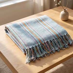 Charcoal Grey Recycled Cotton <b>Throws</b> Farmhouse Striped <b>Couch</b> Drape Rustic Handloom Blanket Cozy Decor Wholesale - Product Image 4