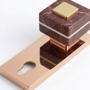 Juego de Manijas de Puerta Premium |   Manija de cerradura de embutir con diseño de pomo de mármol auténtico |   Acero Inoxidable con Acabado PVD Antiguo |   Lujoso y Resistente - Product Image 4