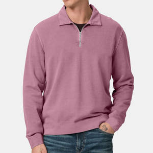 Sweat-shirt de sport pour homme 2026 à manches longues, col en V, quart de zip, couleur unie - Product Image 5