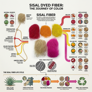 Fibre de sisal naturelle teinte dans des tons vibrants, idéale pour l'artisanat, le tissage, les cordes, la décoration, les pinceaux, les textiles et les projets créatifs en fibres. - Product Image 6