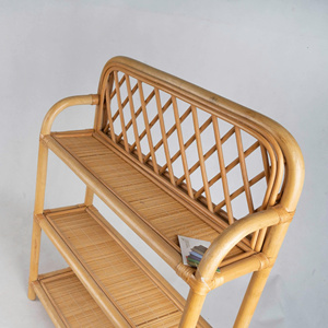 Handcrafted Natural Rattan Standing 3-Tier Clothing Storage <b>Shelf</b> Bamboo <b>Rack</b> Rectangular Shape Bathroom Living Room Organizer - Product Image 5