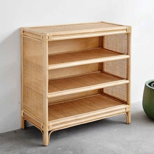 Étagère à livres en bois pour enfants, présentoir à jouets et livres, support de sol en rotin, étagère écologique en canne - Product Image 2