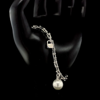 Bracelet à breloques en perles, couleur argent, bijoux vintage, cadeau pour femmes, bracelet de fête et de mariage