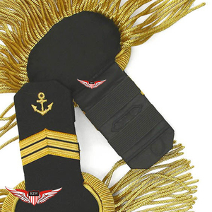 Epaulettes Bordadas KEW Estilo Vintage Azul Marino con Flecos de Ancla Negra y Dorada, Diseño de Lujo Ecológico, Tela Resistente - Product Image 3
