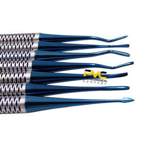 Juego de 7 piezas de instrumentos de extracción de conductos radiculares dentales, hechos de titanio, para procedimientos precisos. - Product Image 2