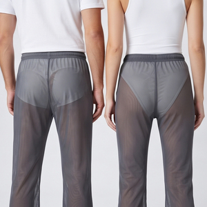 Leggings transparents de haute qualité unisexes, vêtements de nuit sexy pour club, leggings évasés en maille transparente pour hommes et femmes, 100% polyester, pantalon transparent - Product Image 5