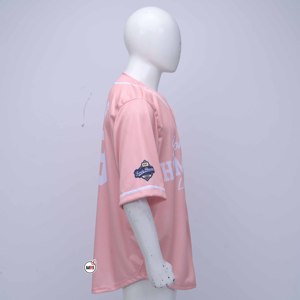 Premium Quality <b>Baseball</b> Jerseys with Pink Unisex Short Sleeve Screen Printed Polyester Breathable Adult Regular Softball Jersey - Product Image 4