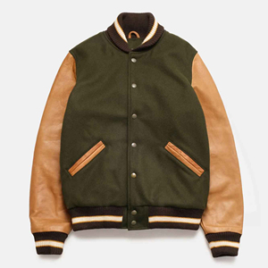 Factory Custom Cotton Wool Slim Fit Varsity <b>Jacket</b> Coat Men <b>Leather</b> Sleeves Embroidery Letterman Bomber <b>Jacket</b> for Men and Women - Product Image 2