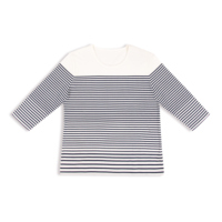 T-shirt décontracté pour femme, coupe classique, rayures noires et blanches, manches trois-quarts, col rond, anti-froissement, écologique