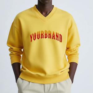 Sudadera de Alta Calidad 100% Algodón Felpa, Cuello en V, Estilo Hip Hop, Color Sólido, Gruesa, Talla Grande, Calidad Premium - Product Image 1